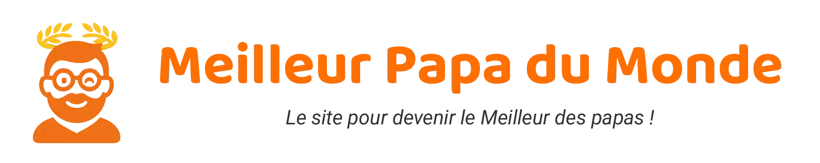 Logo de la marque "Meilleur Papa du Monde" avec l'icône du papa, le titre et la signature : "Le site pour devenir le Meilleur des papas !".